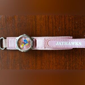 Rare! KU Jayhawks Pink Teaching Time Kids Watch – Adjustable Velcro Band